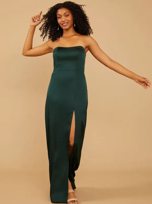 Robe de demoiselle d'honneur en tissu satiné gaine longueur au sol robe de soirée de mariage