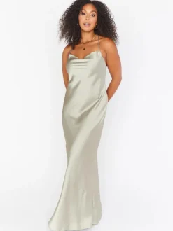 Robe de demoiselle d'honneur fourreau longueur au sol dos nu robe de bal en tissu satiné