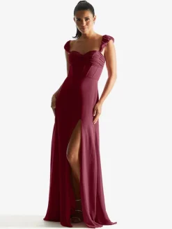 Robe de demoiselle d'honneur gaine longueur au sol fermeture éclair en mousseline de soie robes formelles