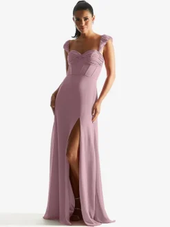 Robe de demoiselle d'honneur gaine longueur au sol fermeture éclair en mousseline de soie robes formelles