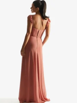 Robe de demoiselle d'honneur gaine longueur au sol fermeture éclair en mousseline de soie robes formelles