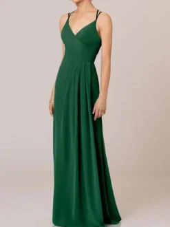 Robe de demoiselle d'honneur robe de cocktail de mariage à bretelle col V zip sur dos