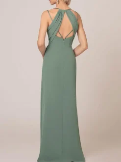 Robe de demoiselle d'honneur robe de cocktail de mariage à bretelle col V zip sur dos