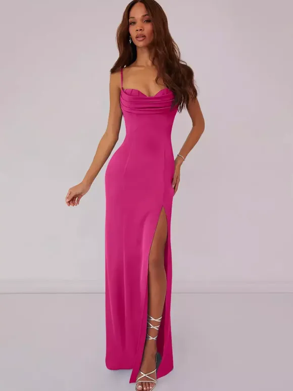 Robe de demoiselle d'honneur robe de bal longueur au sol à lacets en polyester robe de soirée de mariage