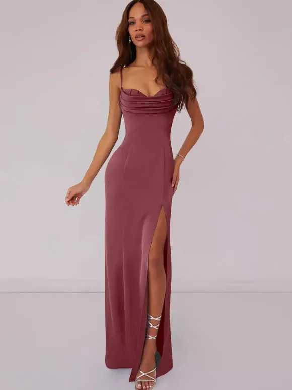Robe de demoiselle d'honneur robe de bal longueur au sol à lacets en polyester robe de soirée de mariage