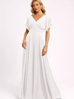Robe de demoiselle d'honneur robe de bal longueur au sol fermeture éclair en mousseline robe de soirée de mariage