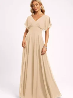 Robe de demoiselle d'honneur robe de bal longueur au sol fermeture éclair en mousseline robe de soirée de mariage
