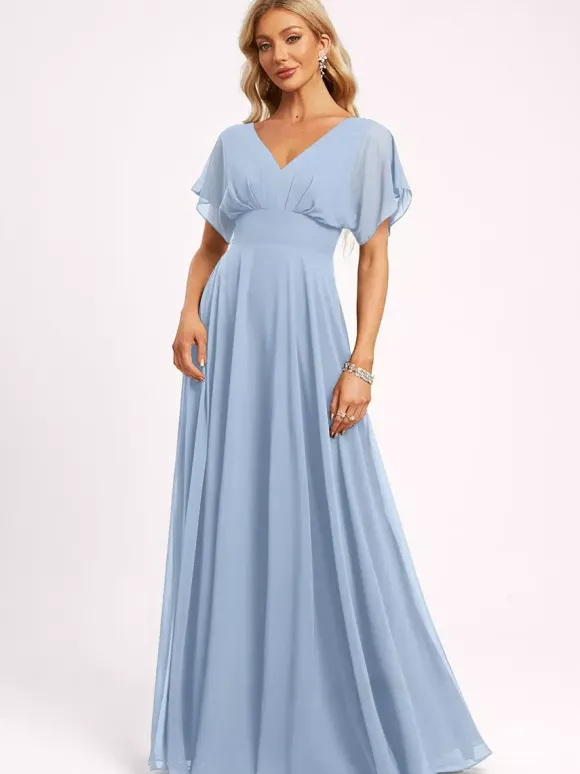 Robe de demoiselle d'honneur robe de bal longueur au sol fermeture éclair en mousseline robe de soirée de mariage