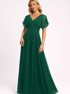 Robe de demoiselle d'honneur robe de bal longueur au sol fermeture éclair en mousseline robe de soirée de mariage