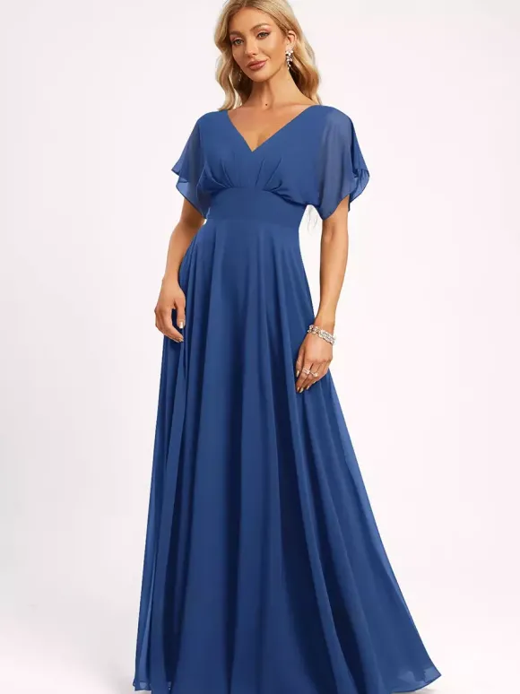 Robe de demoiselle d'honneur robe de bal longueur au sol fermeture éclair en mousseline robe de soirée de mariage