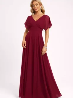 Robe de demoiselle d'honneur robe de bal longueur au sol fermeture éclair en mousseline robe de soirée de mariage