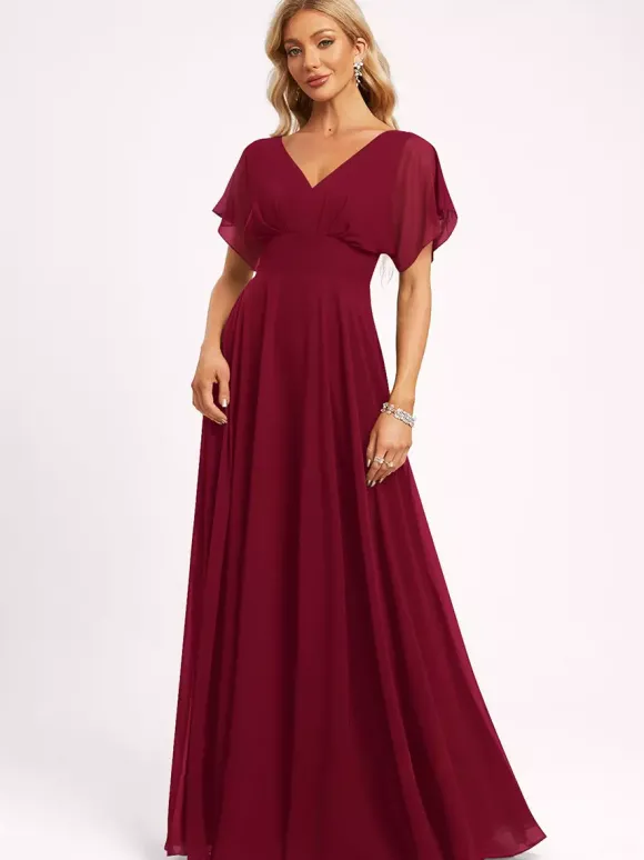 Robe de demoiselle d'honneur robe de bal longueur au sol fermeture éclair en mousseline robe de soirée de mariage