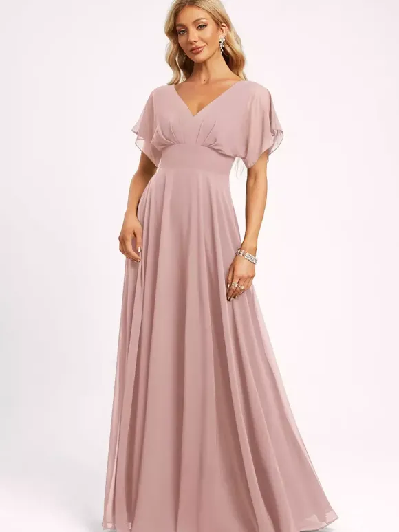 Robe de demoiselle d'honneur robe de bal longueur au sol fermeture éclair en mousseline robe de soirée de mariage