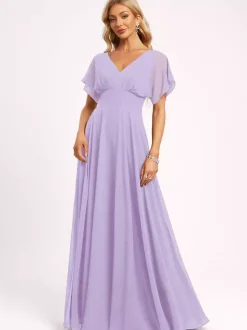 Robe de demoiselle d'honneur robe de bal longueur au sol fermeture éclair en mousseline robe de soirée de mariage