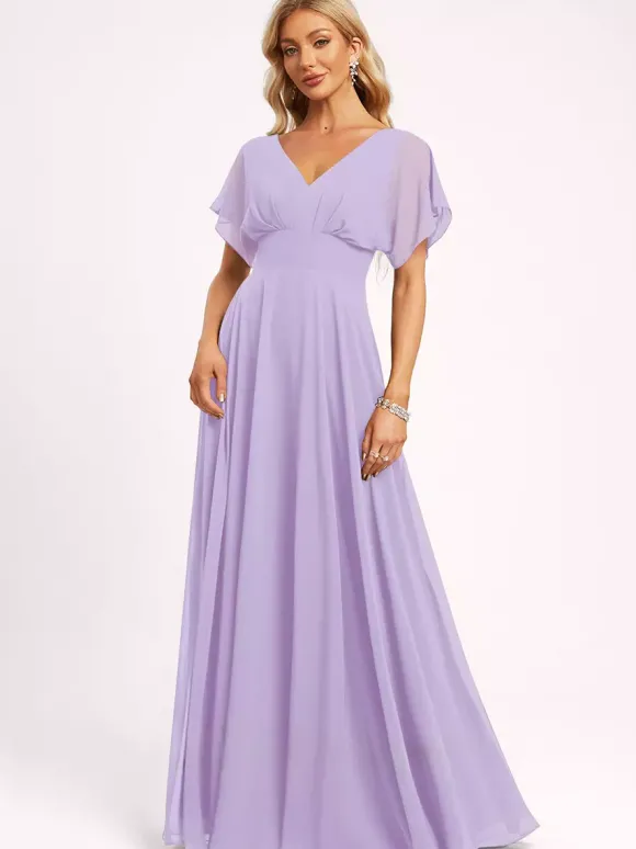 Robe de demoiselle d'honneur robe de bal longueur au sol fermeture éclair en mousseline robe de soirée de mariage