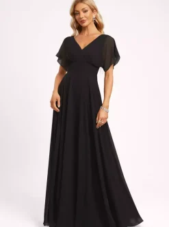 Robe de demoiselle d'honneur robe de bal longueur au sol fermeture éclair en mousseline robe de soirée de mariage