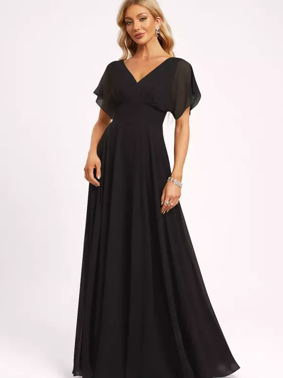 Robe de demoiselle d'honneur robe de bal longueur au sol fermeture éclair en mousseline robe de soirée de mariage