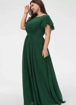 Robe de demoiselle d'honneur trapèze longueur au sol fermeture éclair en mousseline robe de soirée de mariage