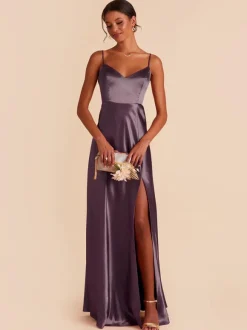Robe de demoiselle d'honneur trapèze longueur au sol dos nu en tissu satiné robe de soirée de mariage
