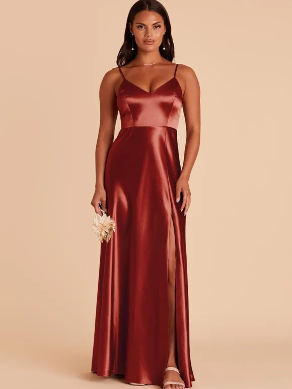 Robe de demoiselle d'honneur trapèze longueur au sol dos nu en tissu satiné robe de soirée de mariage