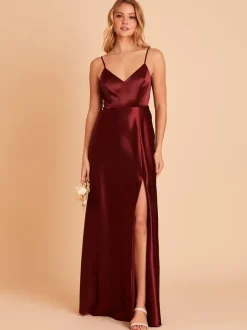Robe de demoiselle d'honneur trapèze longueur au sol dos nu en tissu satiné robe de soirée de mariage
