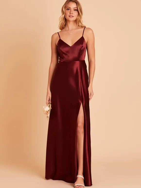 Robe de demoiselle d'honneur trapèze longueur au sol dos nu en tissu satiné robe de soirée de mariage
