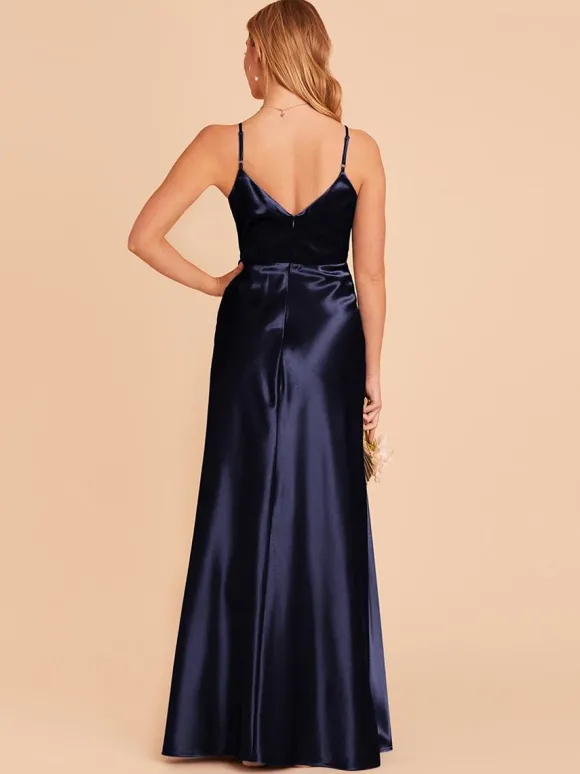Robe de demoiselle d'honneur trapèze longueur au sol dos nu en tissu satiné robe de soirée de mariage