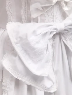 Robe de lolita douce Jabots Coton Arcs Sans Manche Blanche Déguisements Halloween