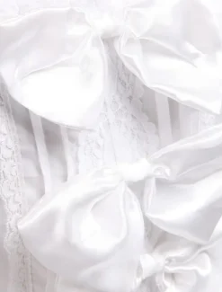 Robe de lolita douce Jabots Coton Arcs Sans Manche Blanche Déguisements Halloween