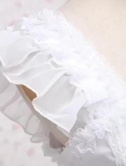 Robe de lolita douce Jabots Coton Arcs Sans Manche Blanche Déguisements Halloween