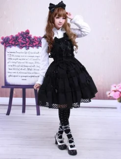 Robe de lolita gothique Coton Noire Sans Manche Déguisements