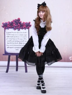 Robe de lolita gothique Coton Noire Sans Manche Déguisements