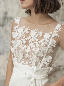 Robe de mariée courte blanche haut en dentelle jupe en satin Robe de mariée civile Robe de mariage