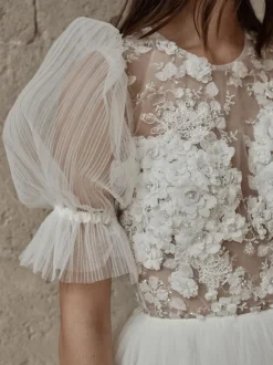 Robe de mariée courte col rond manche courte dos nu Robe de mariage civil
