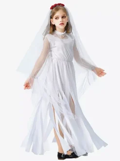 Robe de mariée gothique fantôme d'Halloween pour filles costume de sorcière vampire