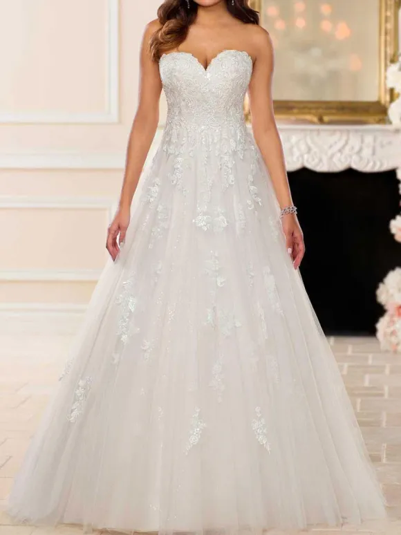 Robe de mariée grande taille robe de mariage bustier à traîne en dentelle