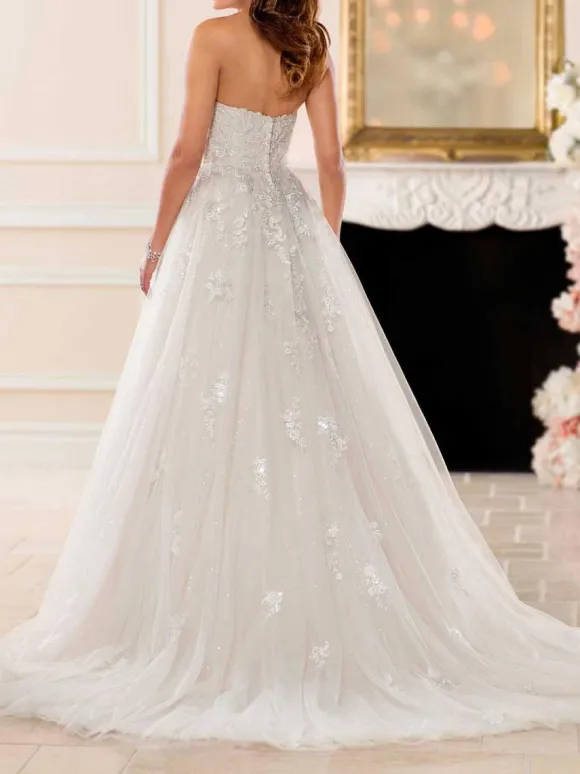 Robe de mariée grande taille robe de mariage bustier à traîne en dentelle