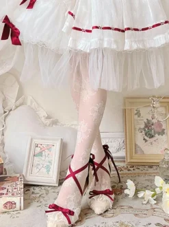 Robe de mariée Lolita Chaussures Lolita Volants noirs Arcs Talon aiguille Chaussures Lolita