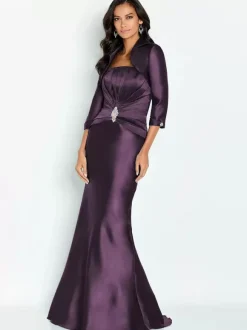 Robe de mariée mère de la mariée sans bretelles demi-manches sirène longueur cheville robes d'invitées pour mariage