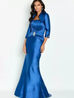 Robe de mariée mère de la mariée sans bretelles demi-manches sirène longueur cheville robes d'invitées pour mariage