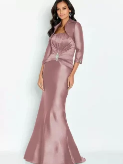 Robe de mariée mère de la mariée sans bretelles demi-manches sirène longueur cheville robes d'invitées pour mariage