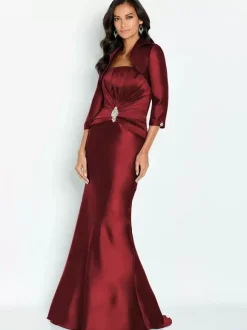 Robe de mariée mère de la mariée sans bretelles demi-manches sirène longueur cheville robes d'invitées pour mariage