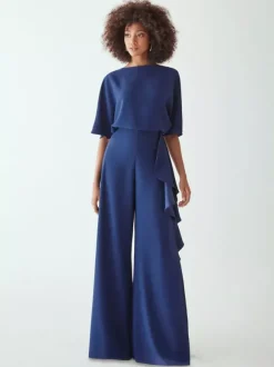 Robe de mariée pour mère col bijou demi-manches combinaison à volants robes d'invitées de mariage