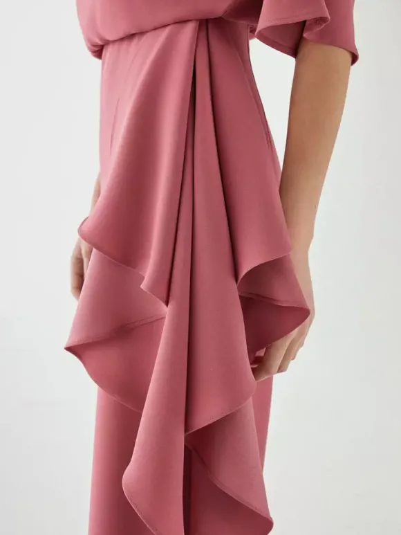 Robe de mariée pour mère col bijou demi-manches combinaison à volants robes d'invitées de mariage