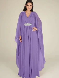 Robe de mariée pour mère col en V sans manches ligne a avec des appliques robes d'invitées de mariage