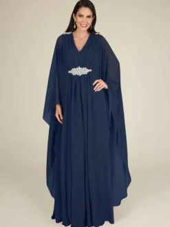 Robe de mariée pour mère col en V sans manches ligne a avec des appliques robes d'invitées de mariage
