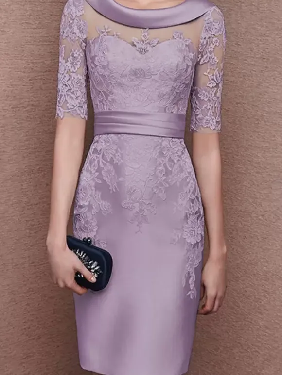 Robe de mariée pour mère de la mariée col à bijoux demi-manches dentelle longueur thé robes d'invitées pour mariage personnalisation gratuite