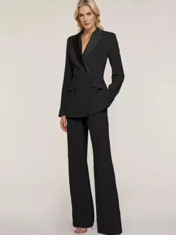 Robe de mariée pour mère de la mariée décolleté manches longues deux pièces boutons longueur au sol pour invité de mariage
