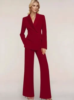 Robe de mariée pour mère de la mariée décolleté manches longues deux pièces boutons longueur au sol pour invité de mariage