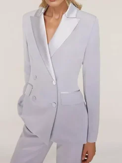 Robe de mariée pour mère de la mariée décolleté manches longues deux pièces boutons longueur au sol pour invité de mariage